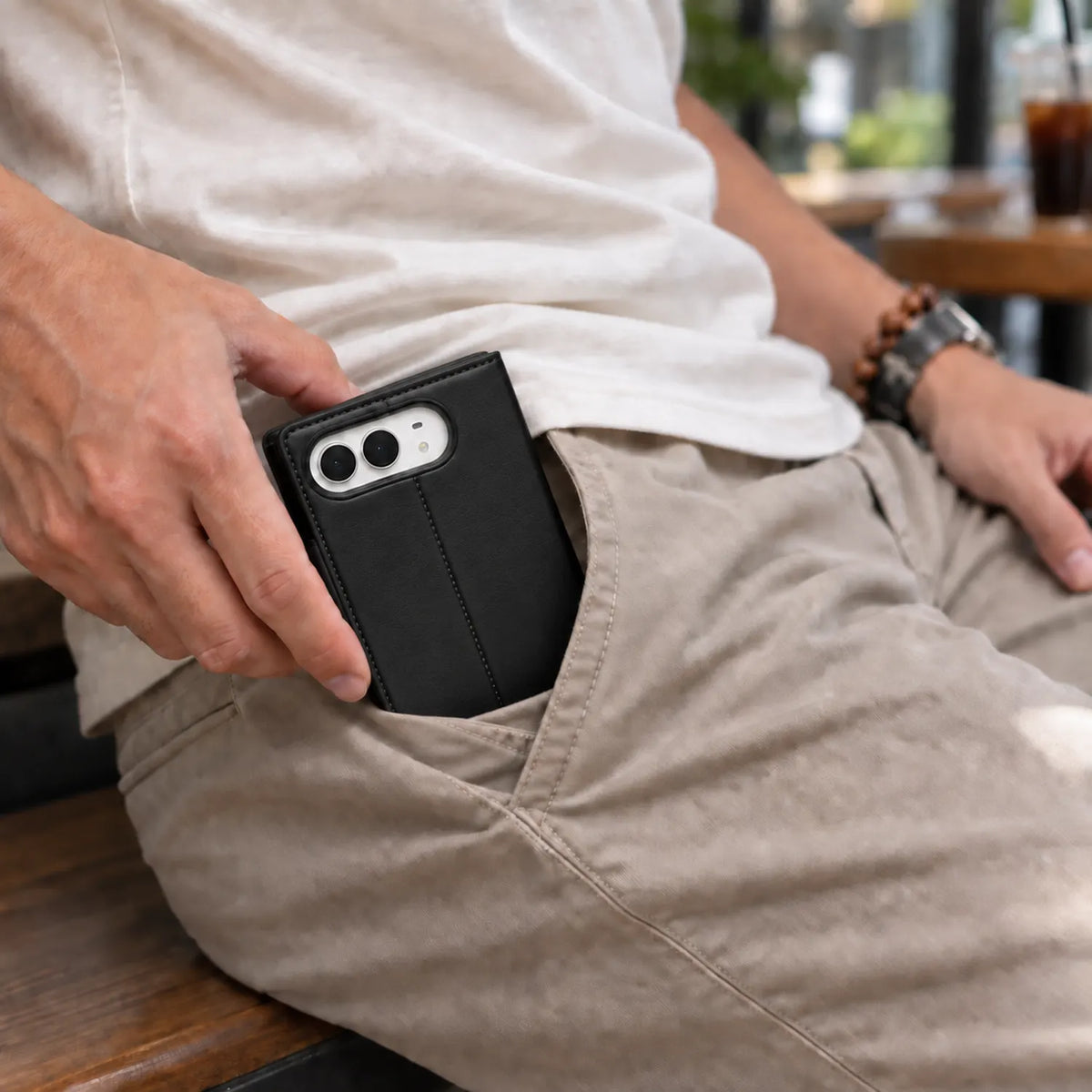 iPhone Duo Magnetic Detachable Leather Wallet Case Black