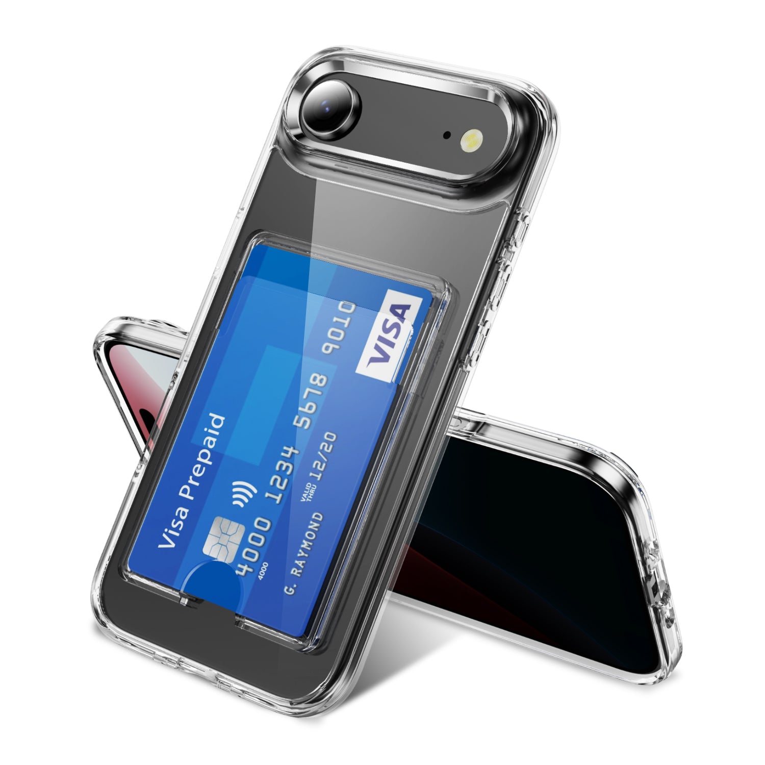iPhone 17 Air Shockproof Hard Card Holder Back Case Clear