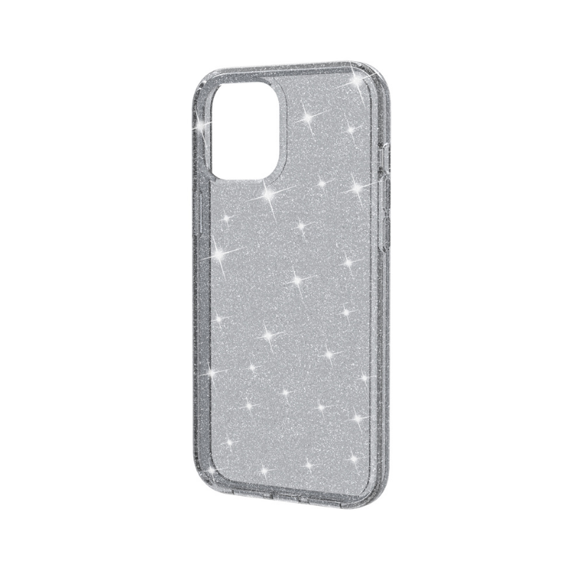 iPhone 12 / iPhone 12 Pro Nebula Clear Back Tough Case – Black Sparkling