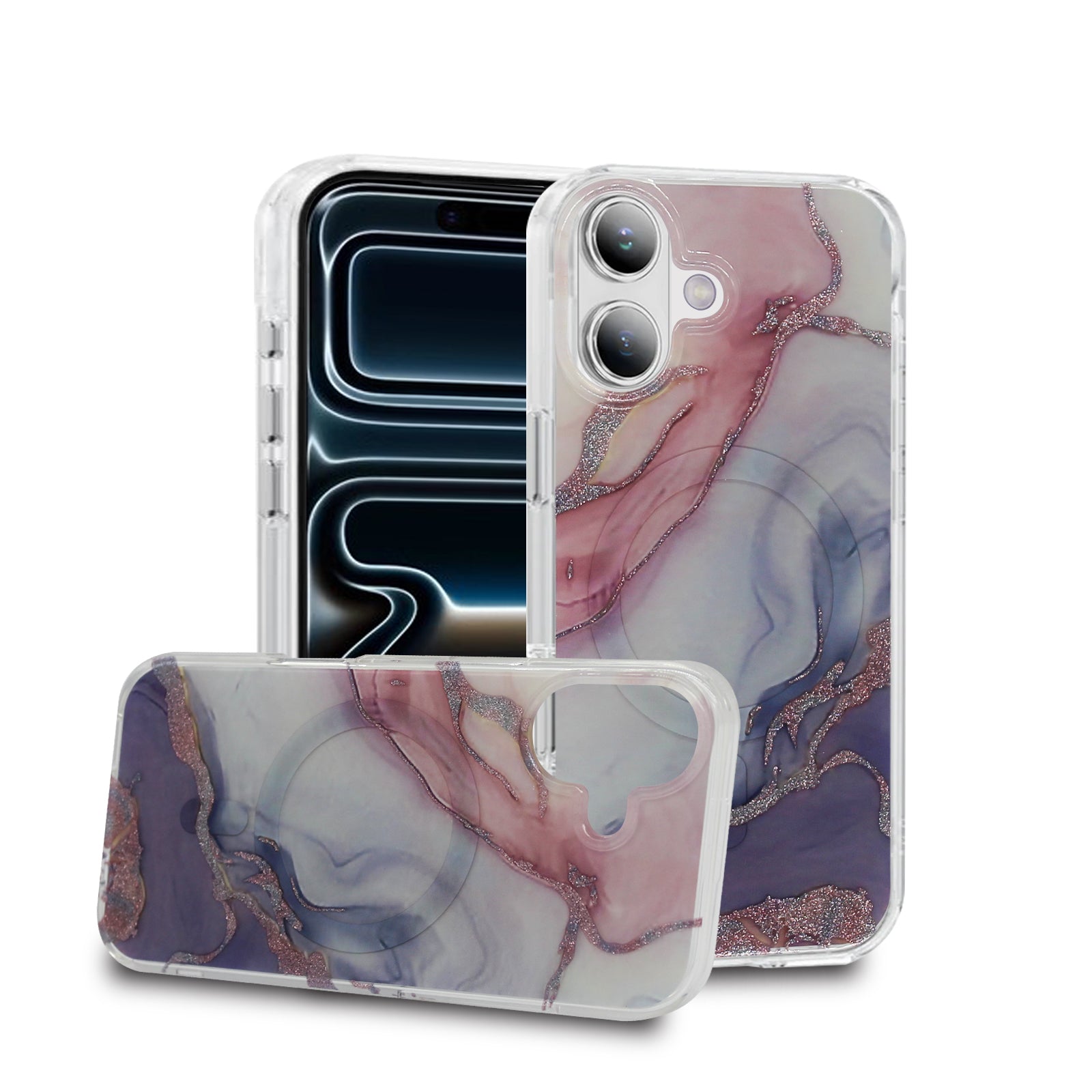 iPhone Magsafe Pattern Rose Marble Case - iPhone 17 Series