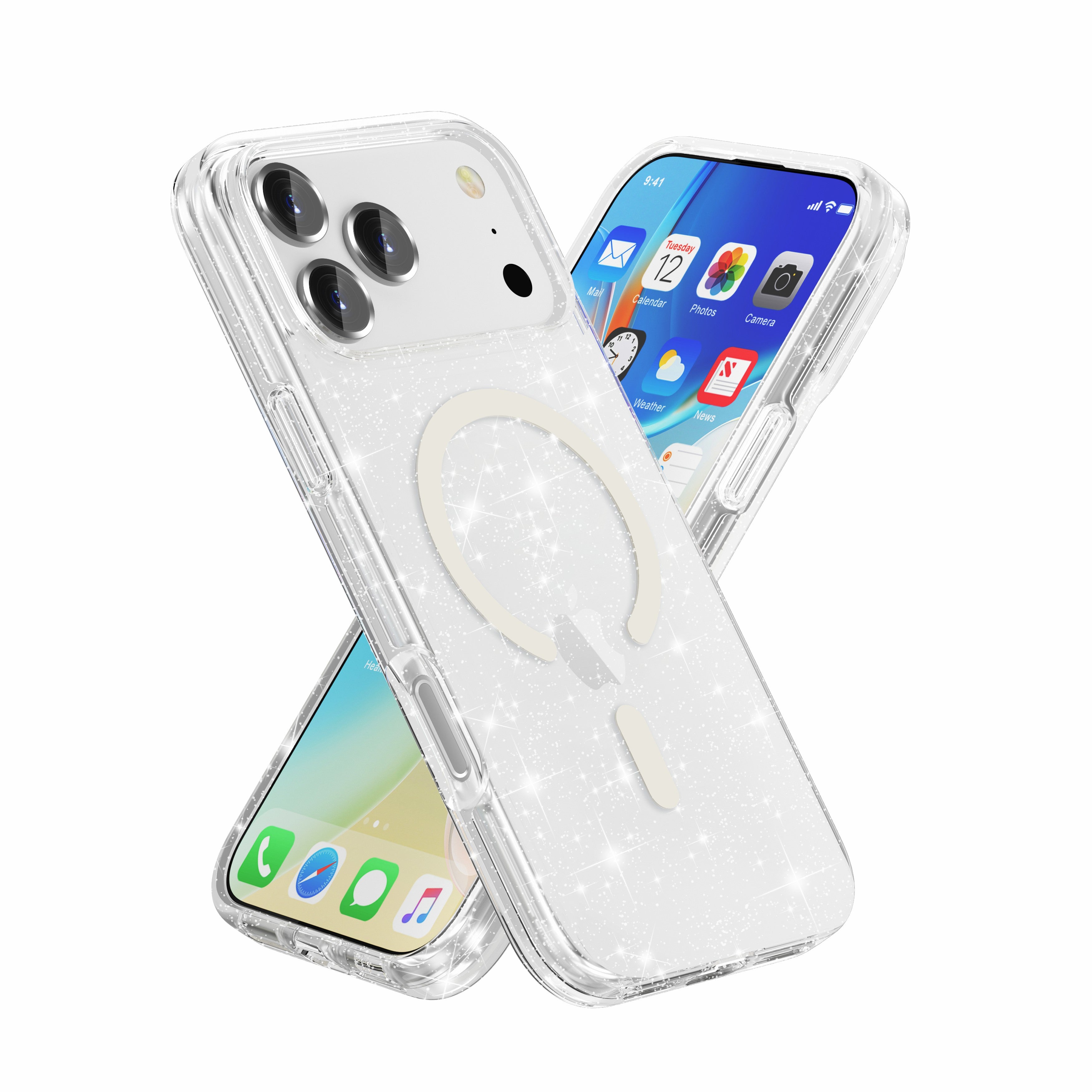 Nebula Clear Back Tough Case with MagSafe for iPhone 17 series – Crystal Sparkling