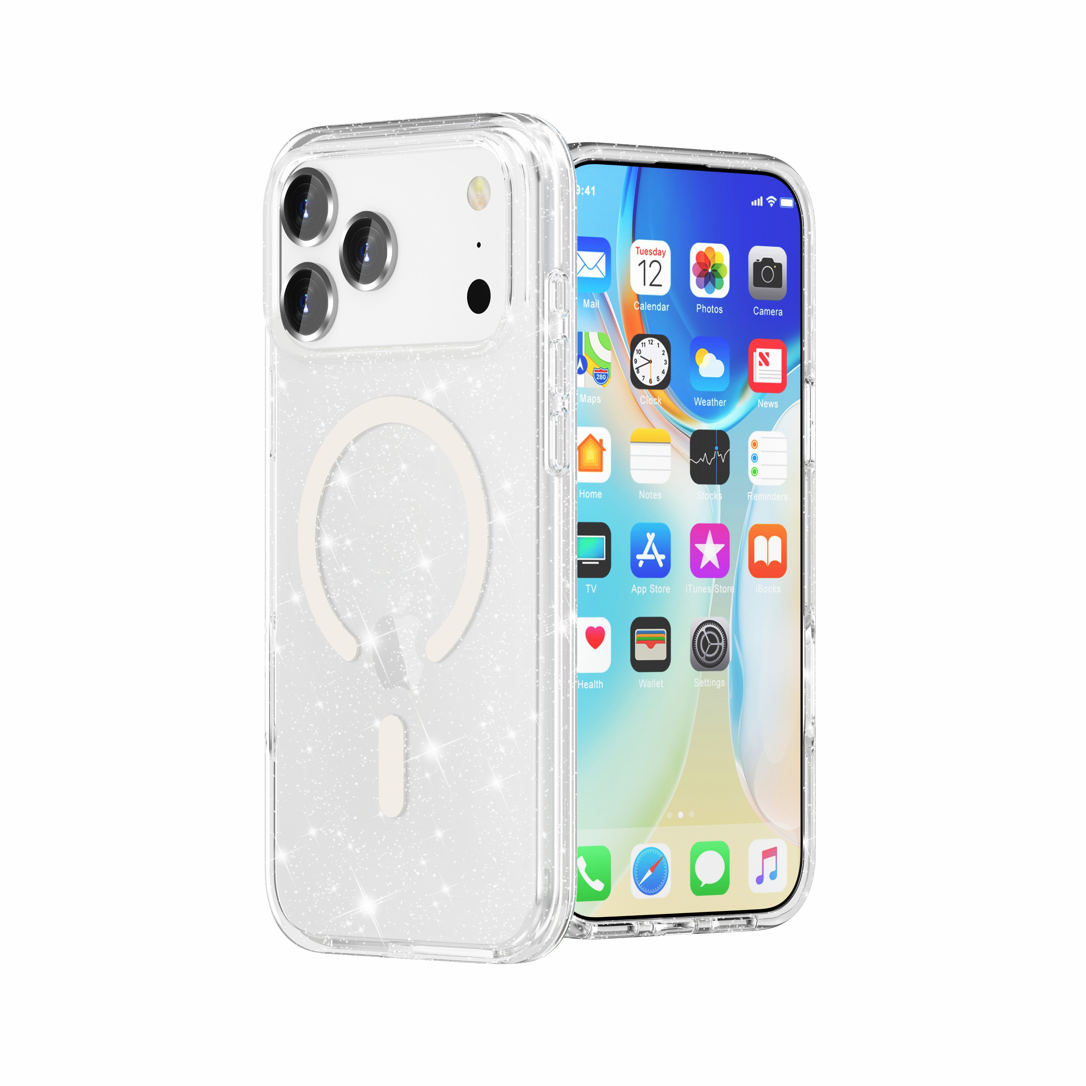 Nebula Clear Back Tough Case with MagSafe for iPhone 17 series – Crystal Sparkling