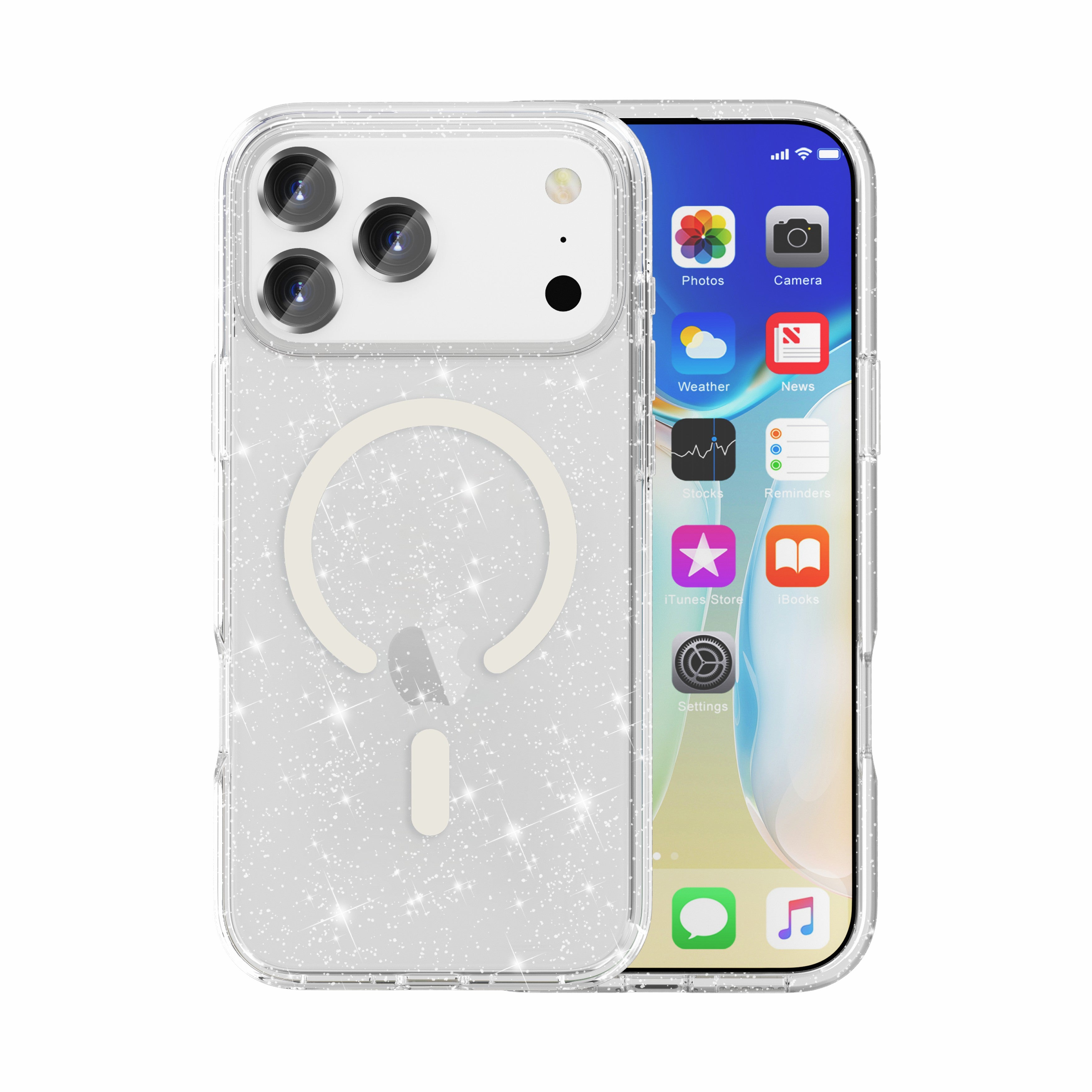 Nebula Clear Back Tough Case with MagSafe for iPhone 17 series – Crystal Sparkling