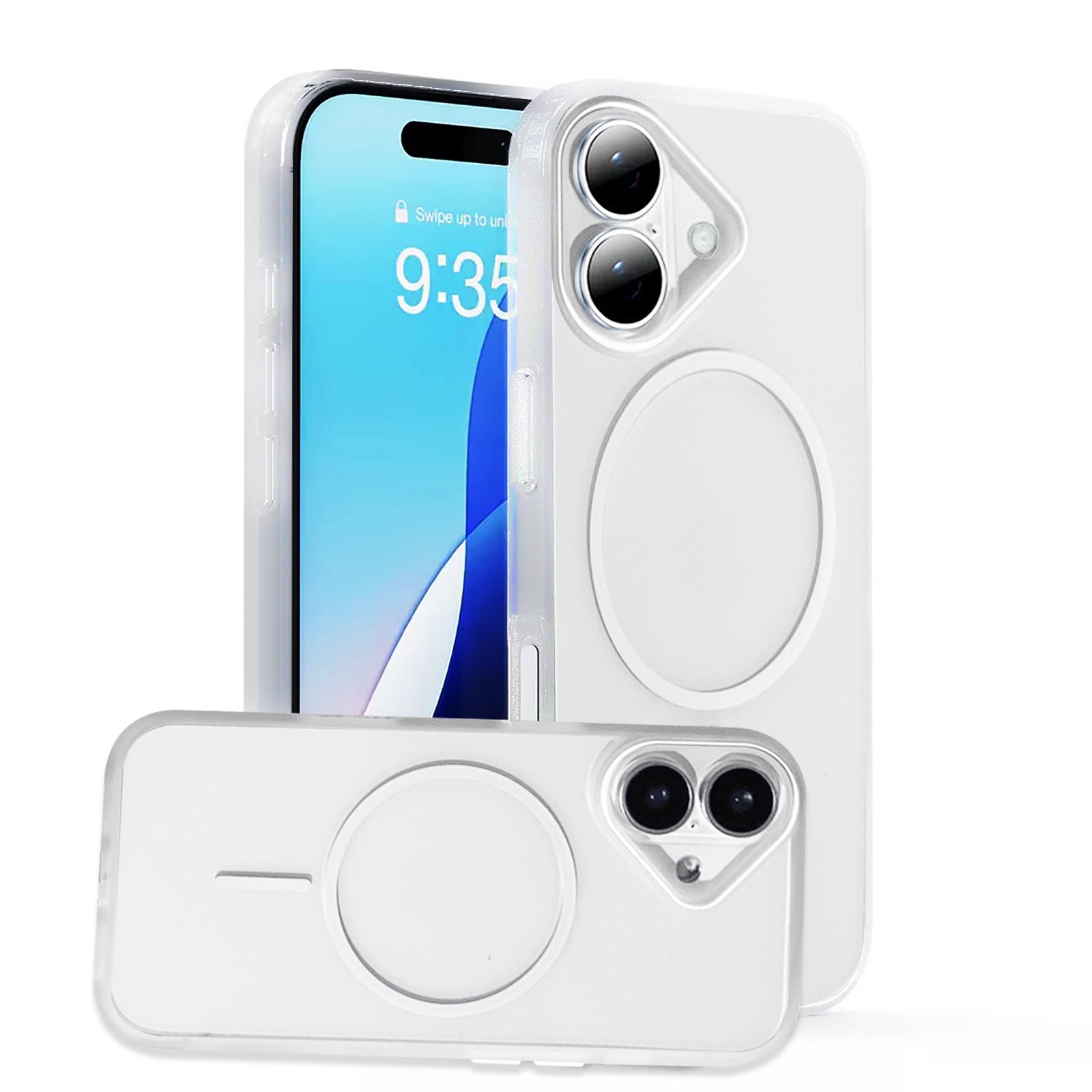 iPhone 17 Pro Transparent Magnetic Matte Protective case-Clear White