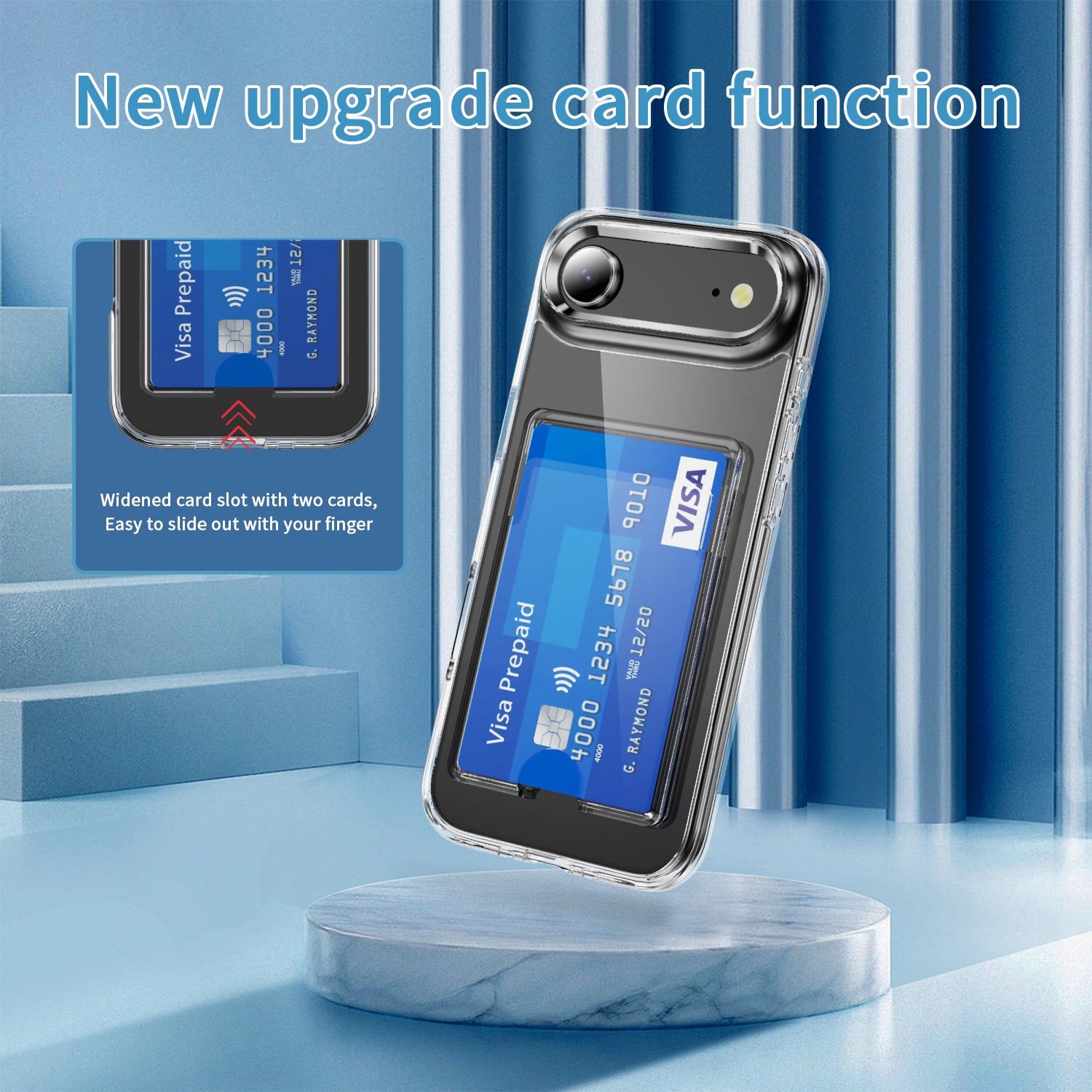 iPhone 17 Air Shockproof Hard Card Holder Back Case Clear