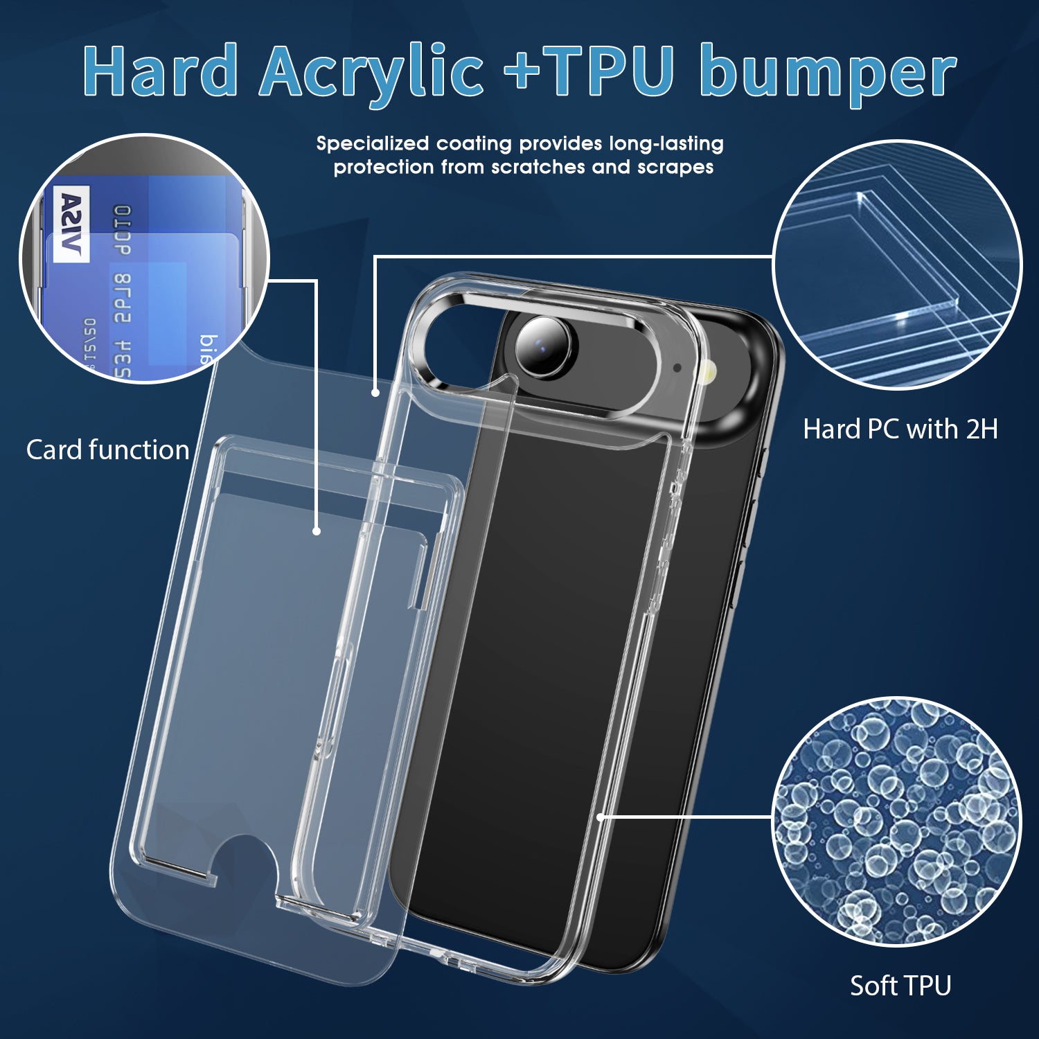 iPhone 17 Air Shockproof Hard Card Holder Back Case Clear