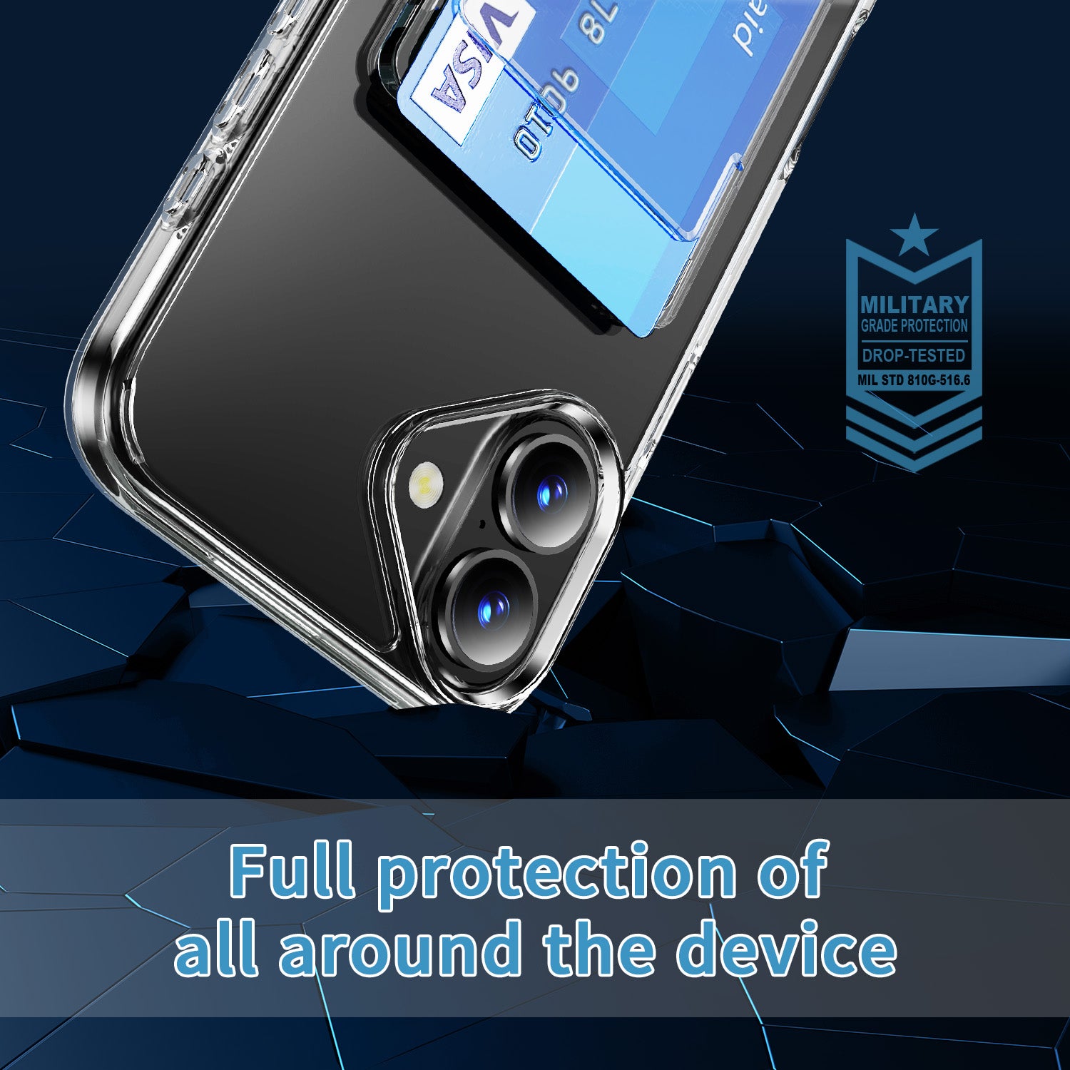 iPhone 17 Shockproof Hard Card Holder Back Case Clear