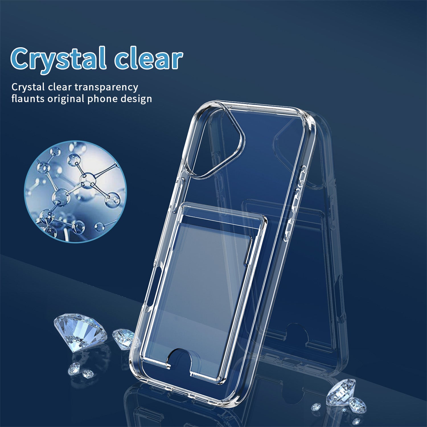 iPhone 17 Shockproof Hard Card Holder Back Case Clear