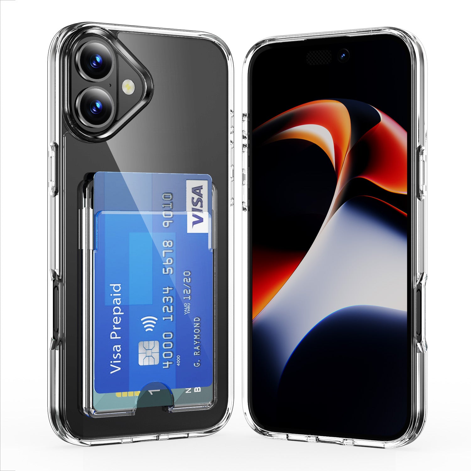 iPhone 17 Shockproof Hard Card Holder Back Case Clear