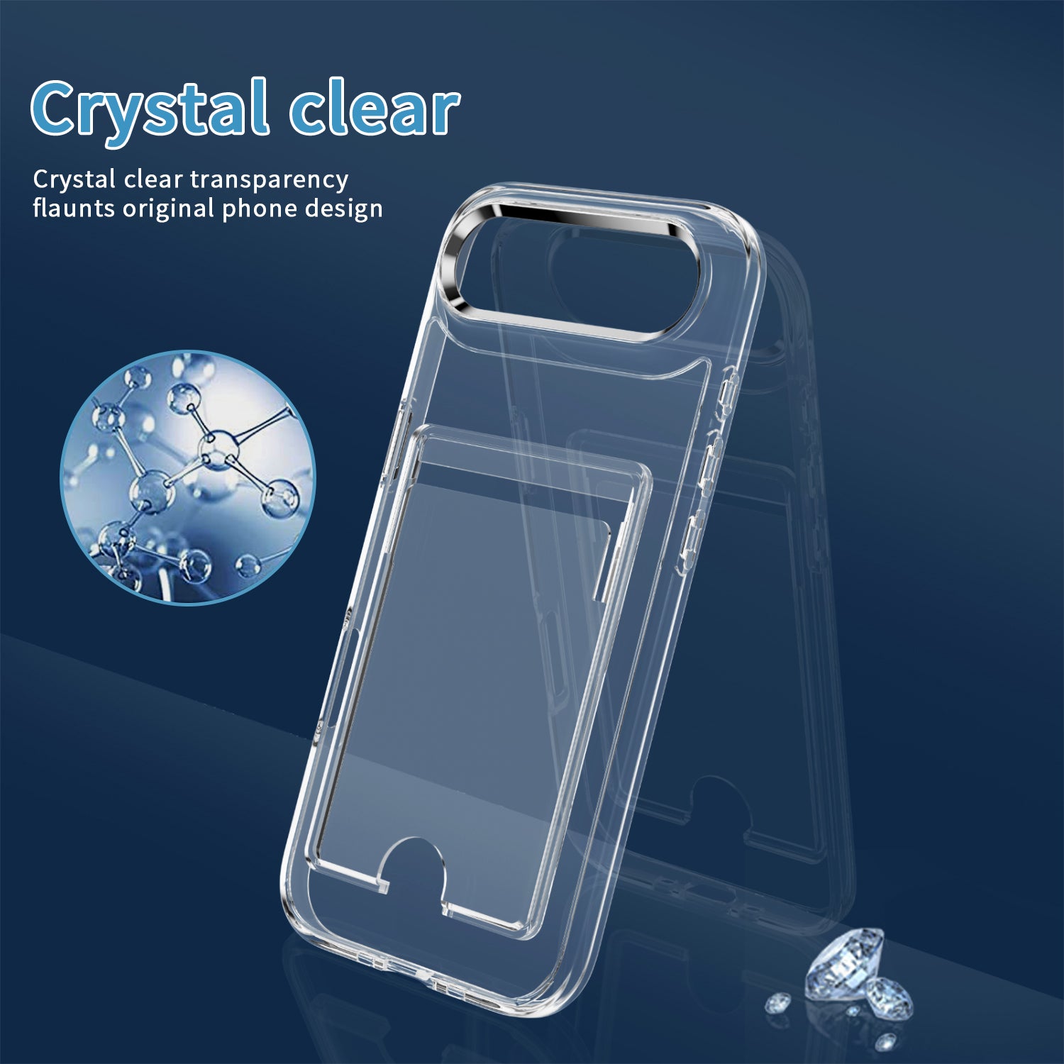 iPhone 17 Air Shockproof Hard Card Holder Back Case Clear