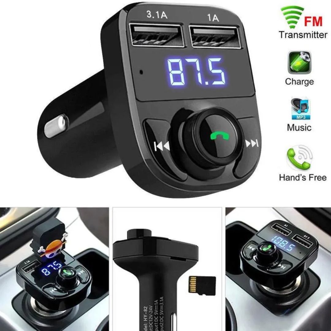 X8 Bluetooth Dual USB Car Charger Black