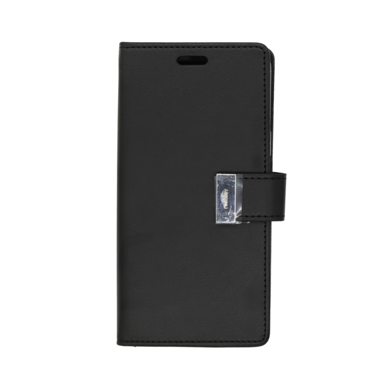 Goospery Silver Buckle Flip Leather Wallet Case iPhone 12 /12 Pro Black