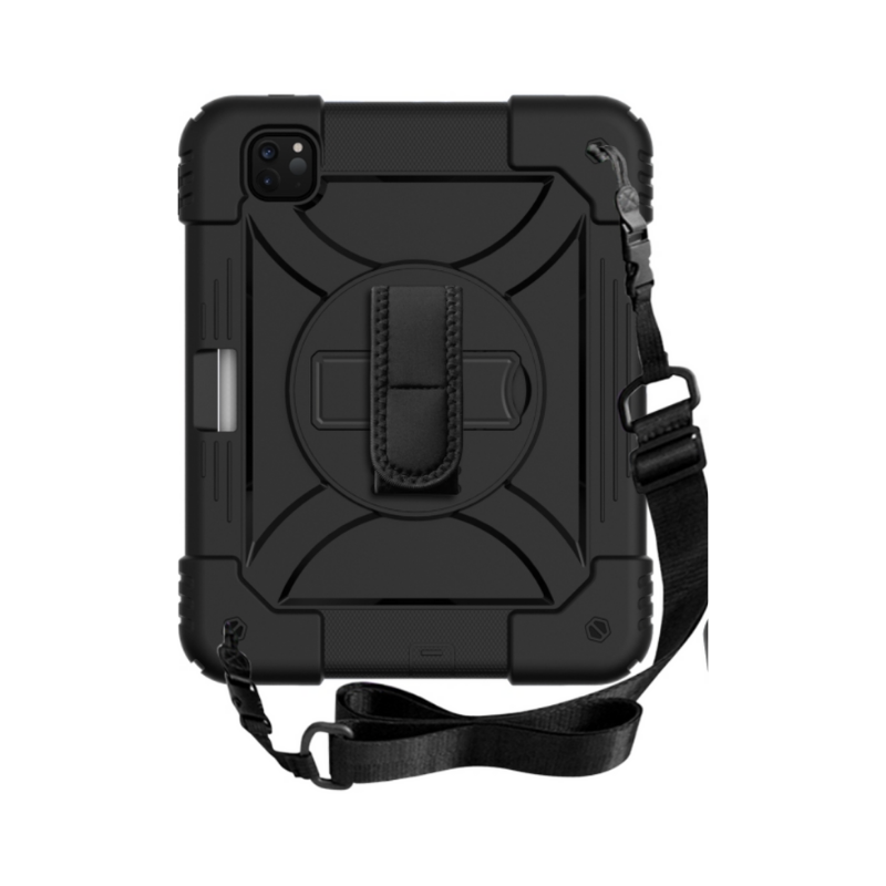 iPad Pro 11 (Air 4/5)/ Air 11 inch (2024/2025) Shockproof Case with Holder Shoulder Strap Black