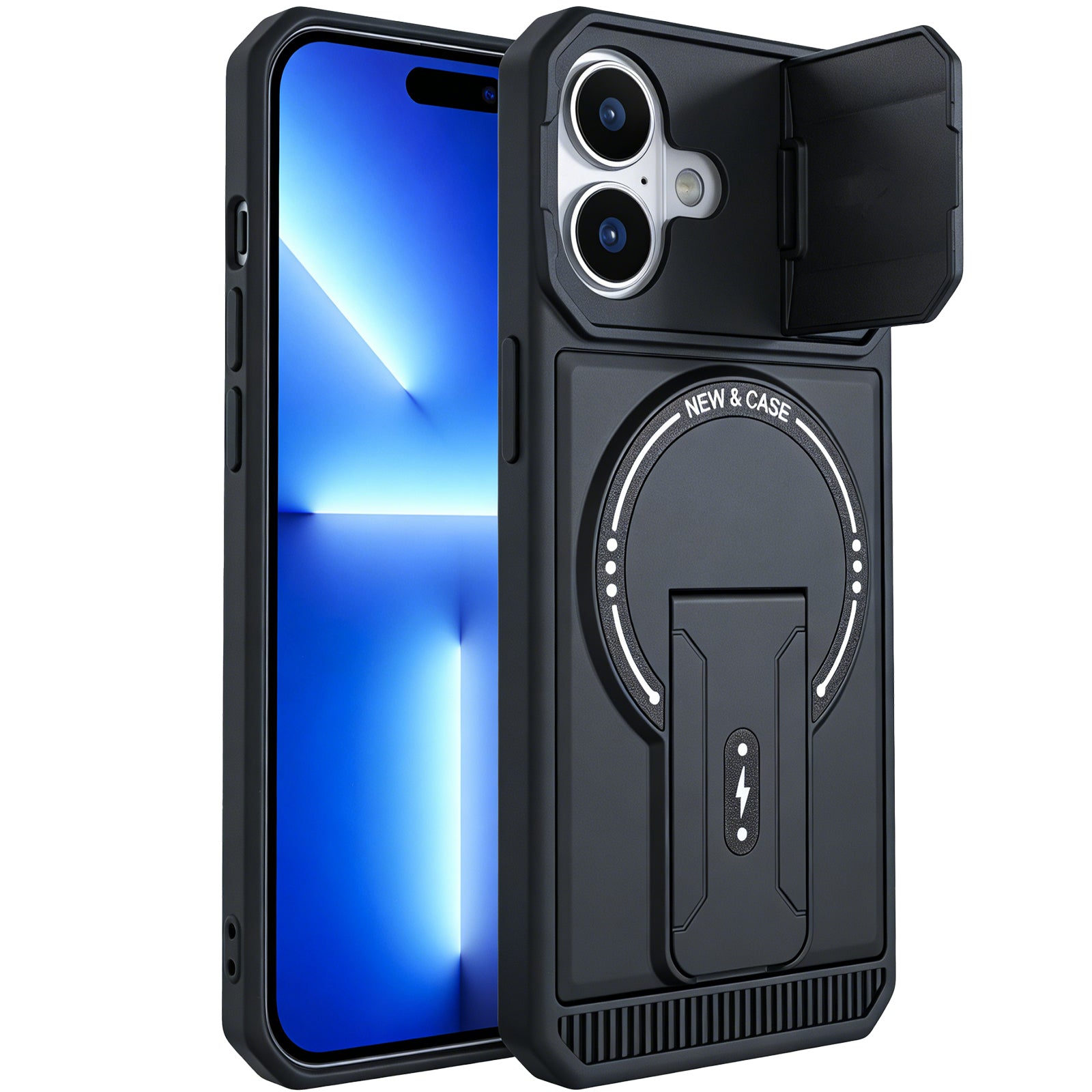 iPhone 17 Camera Lens Protector MagSafe Stand Case Black