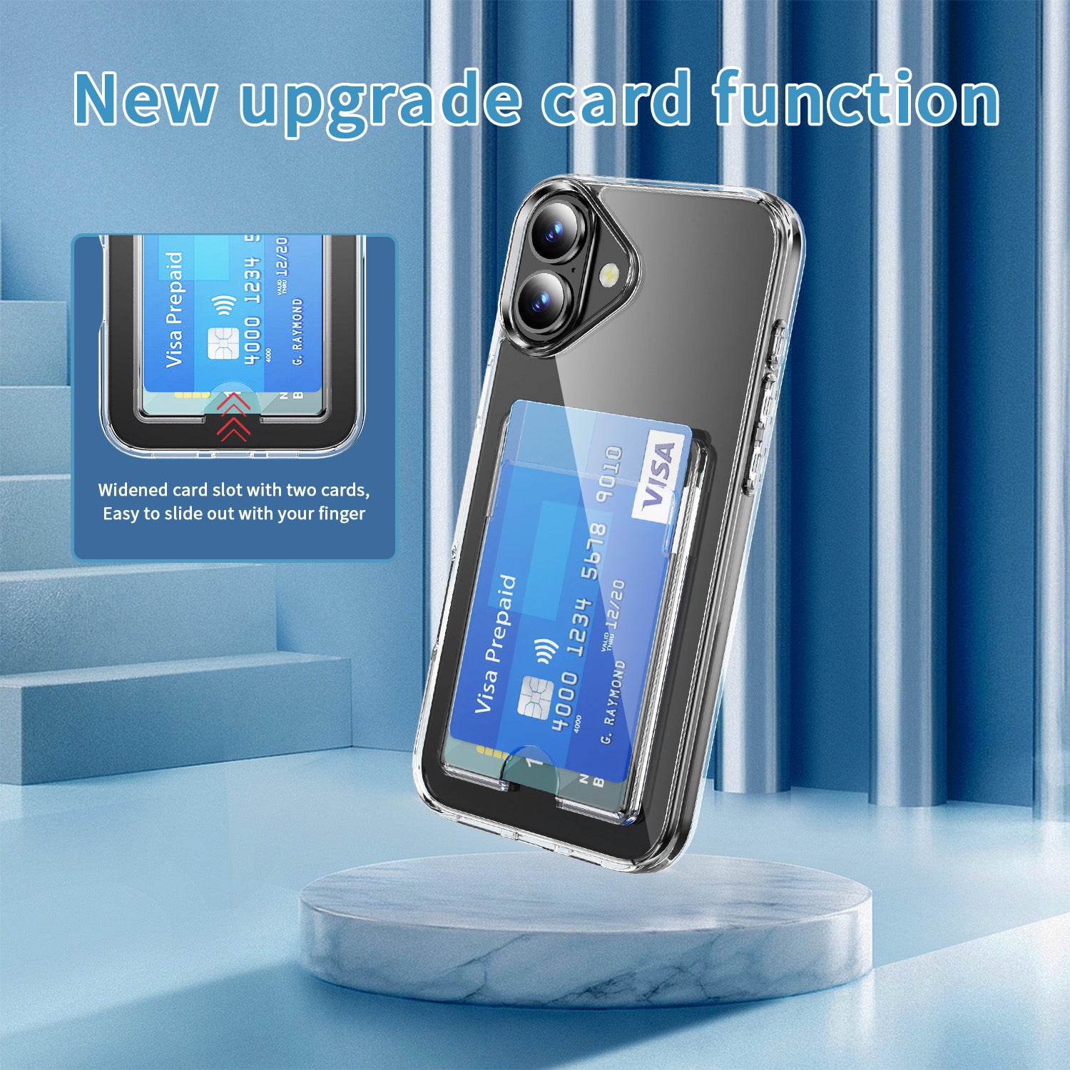 iPhone 17 Shockproof Hard Card Holder Back Case Clear