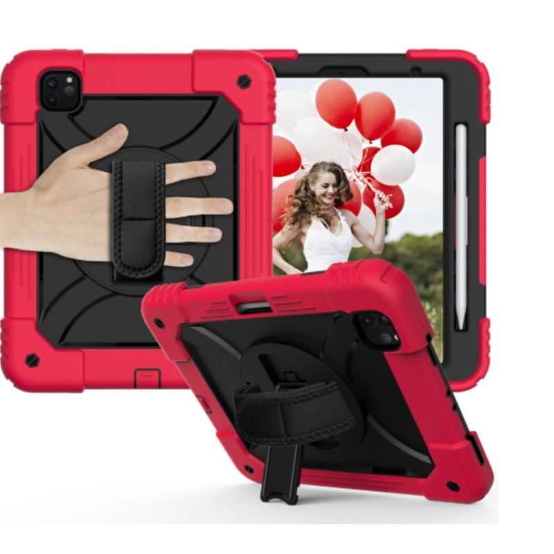iPad Pro 11 (Air 4/5)/ Air 11 inch (2024/2025) Shockproof Case with Holder Shoulder Strap Black