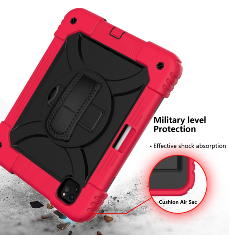 iPad Pro 11 (Air 4/5)/ Air 11 inch (2024/2025) Shockproof Case with Holder Shoulder Strap Black