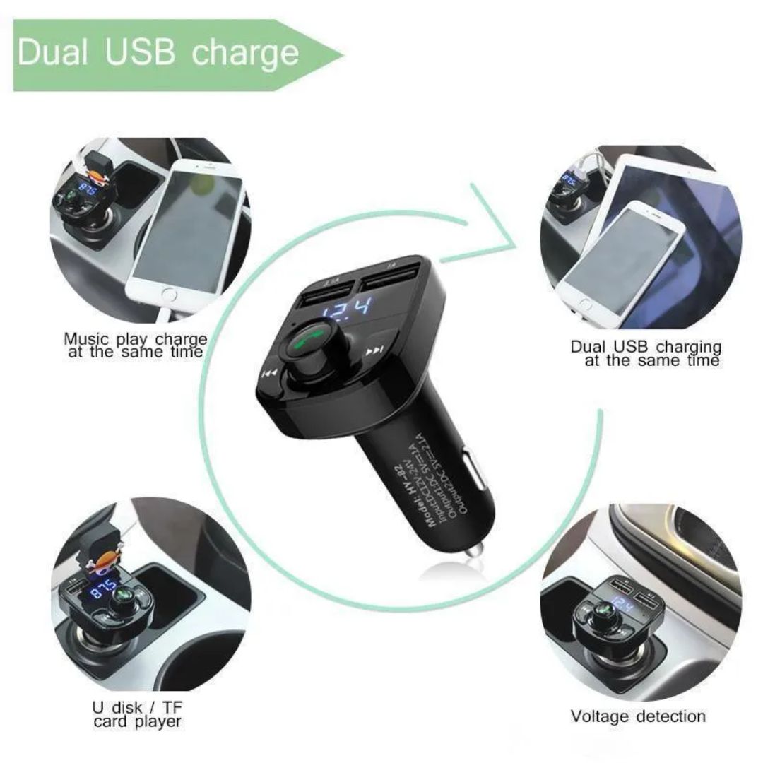 X8 Bluetooth Dual USB Car Charger Black