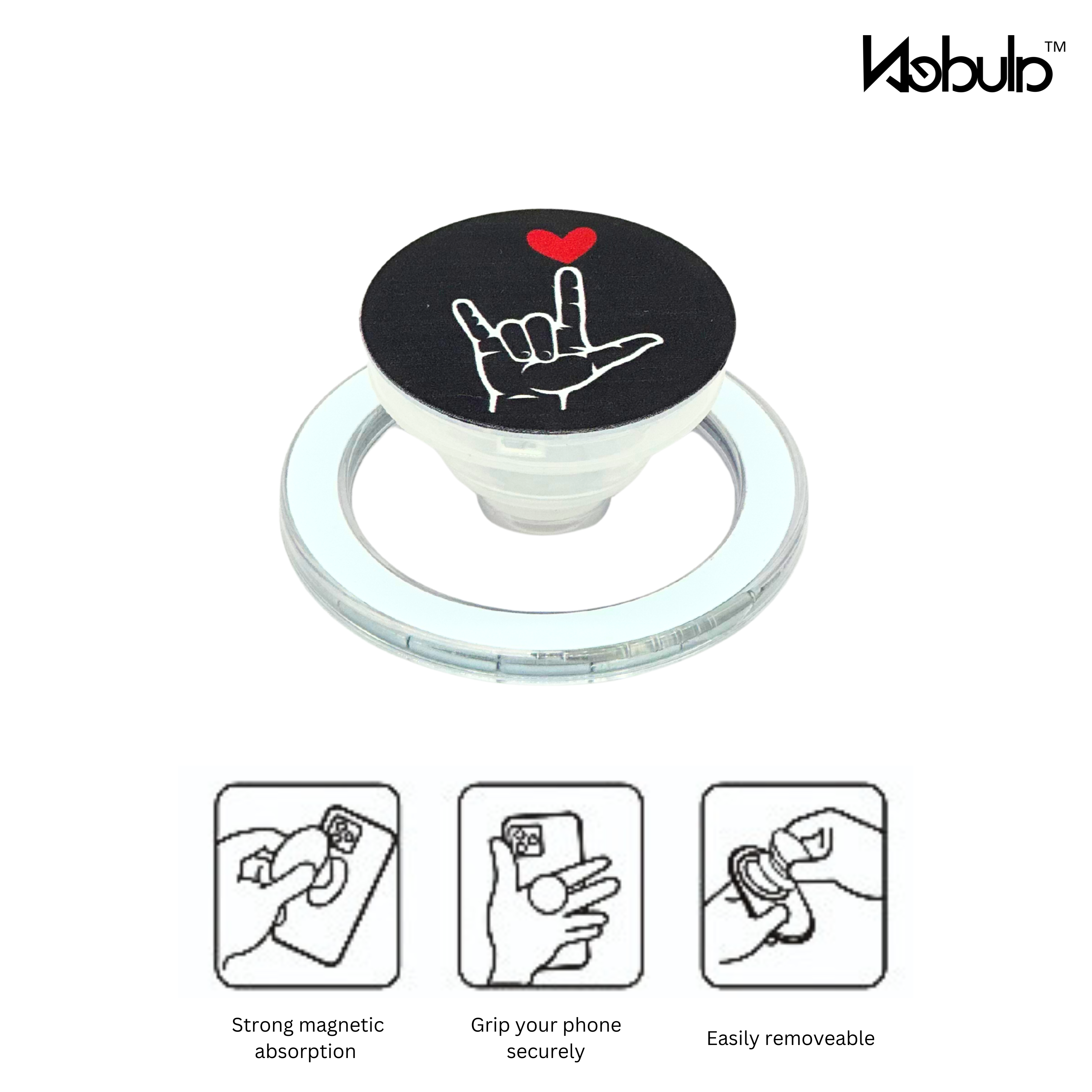 GripPro Magnetic Phone Ring Rock'n'Roll Heart