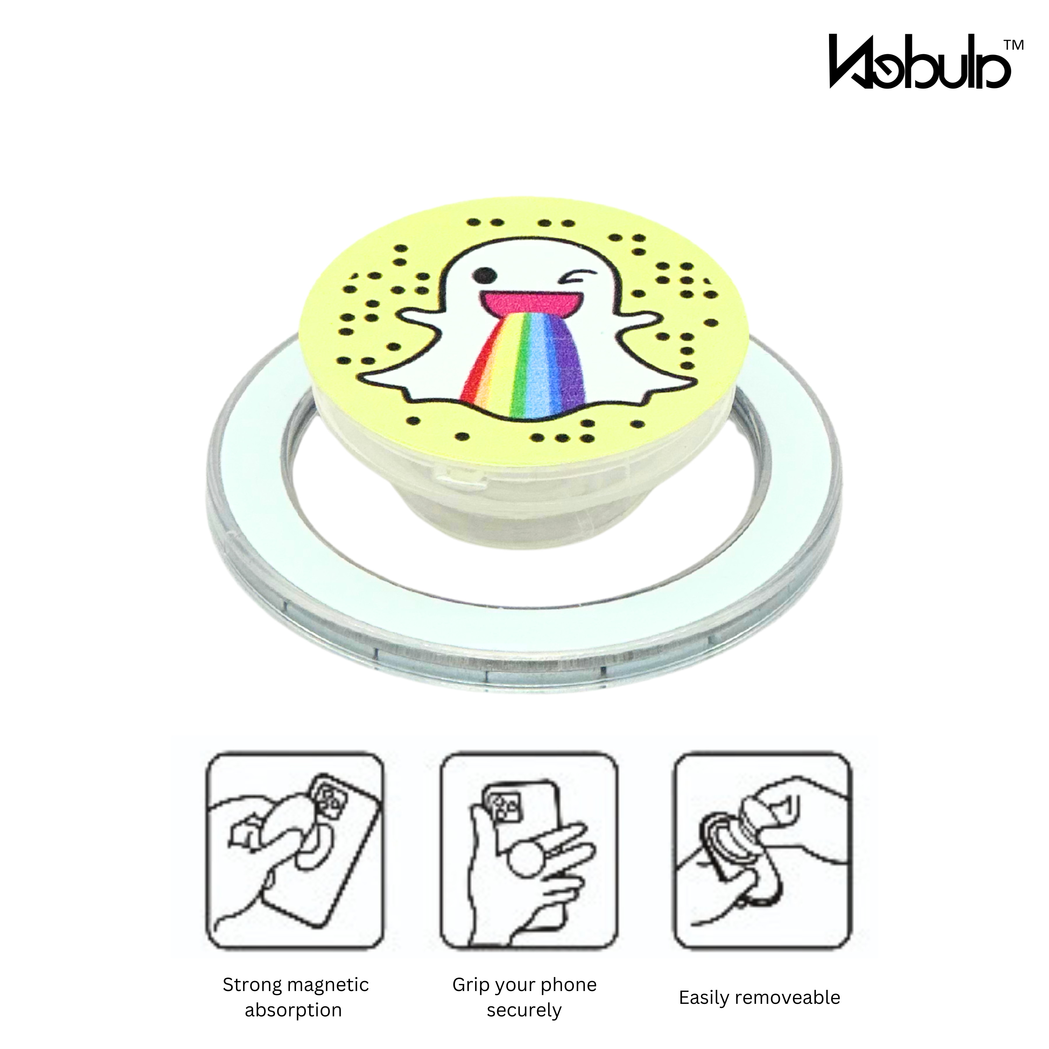 GripPro Magnetic Phone Ring Smile Rainbow