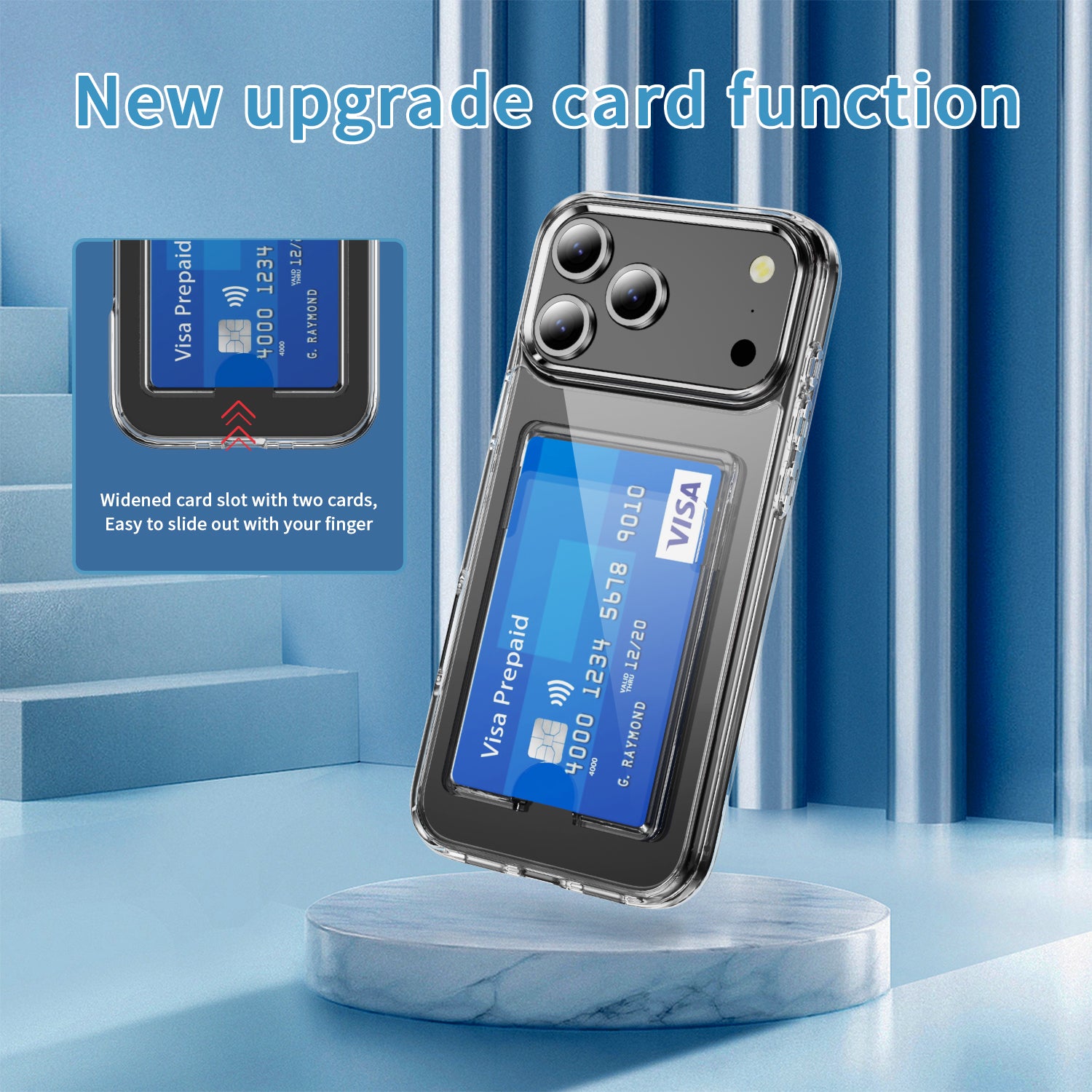iPhone 17 Pro Max Shockproof Hard Card Holder Back Case Clear