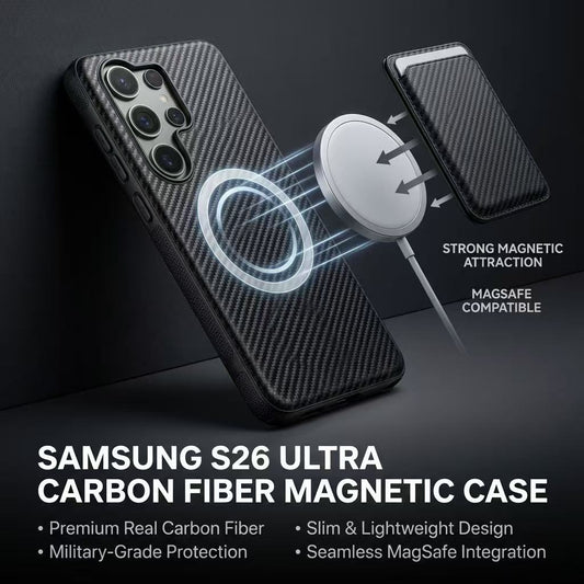 Samsung Galaxy S26Plus Carbon Fiber Texture Magsafe Case Black