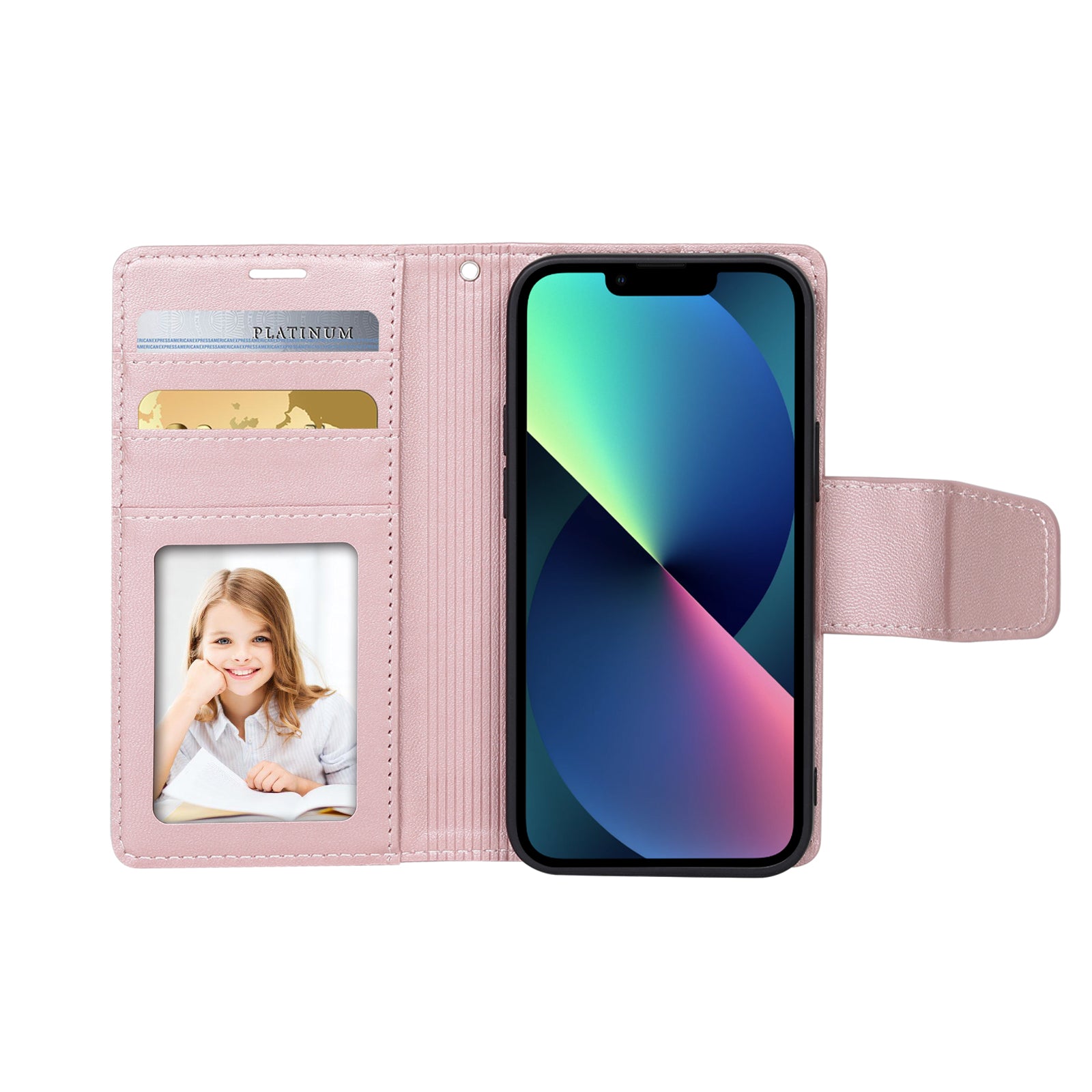 Hanman Flip Leather Wallet Case Rose Gold - iPhone Case