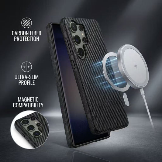 Samsung Galaxy S26Ultra Carbon Fiber Texture Magsafe Case Black