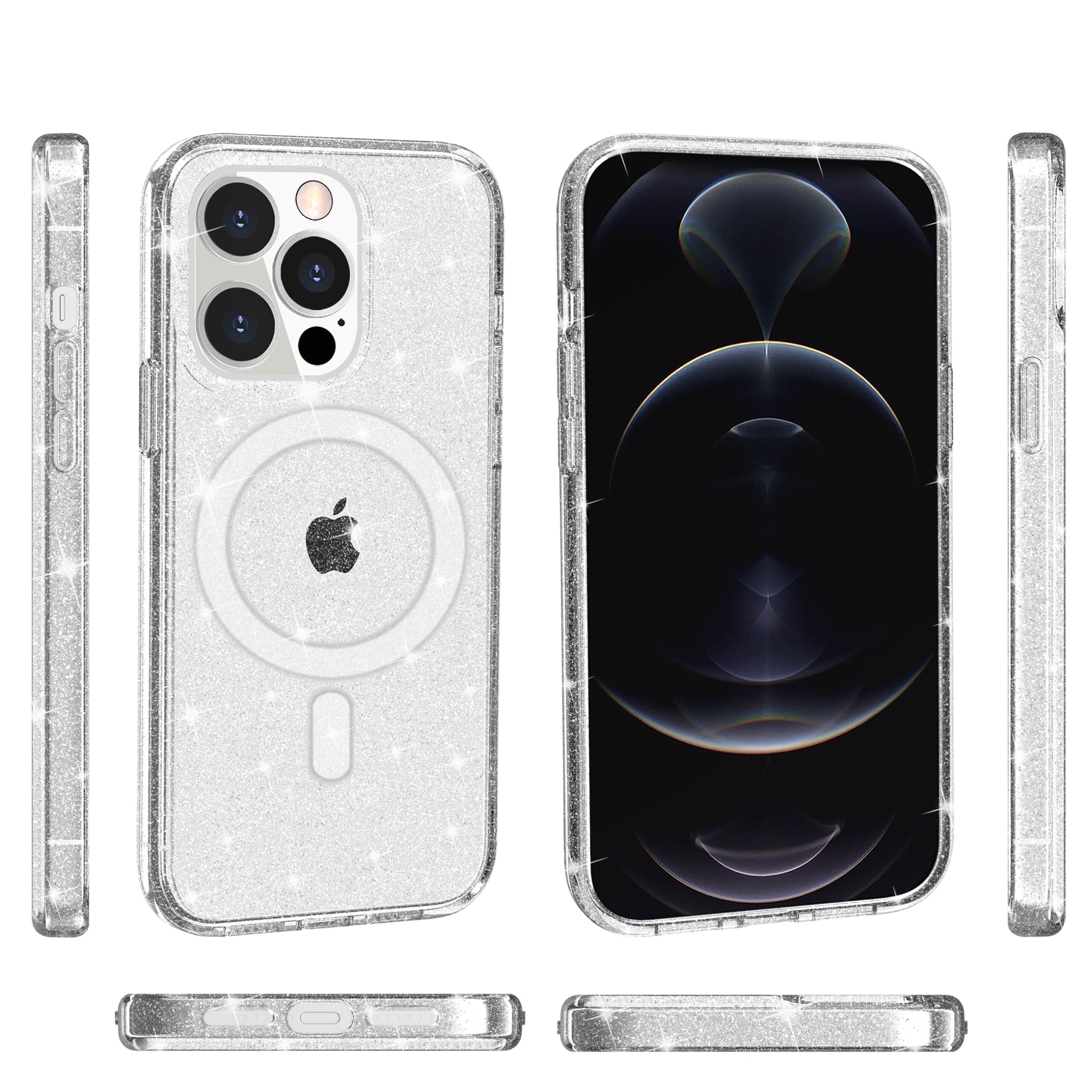 Nebula Clear Back Tough Case with MagSafe for iPhone – Crystal Sparkling