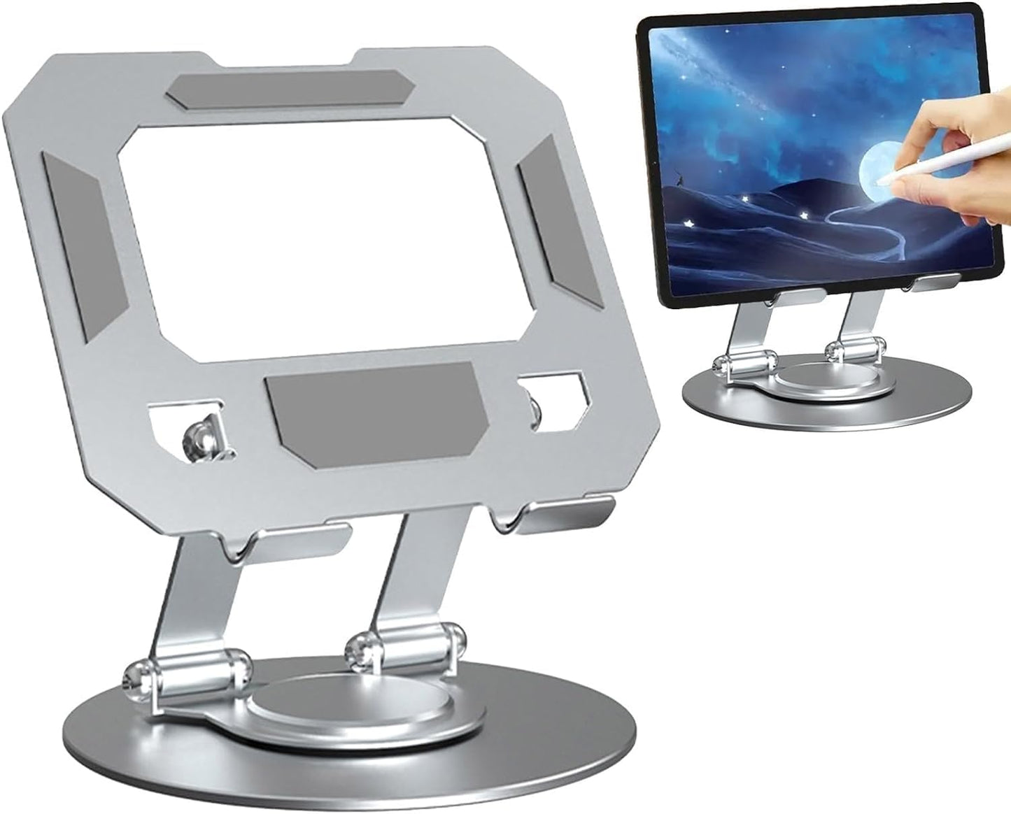 360 degree Rotatable Multi-Function Metal Laptop & Phone Stand Silver