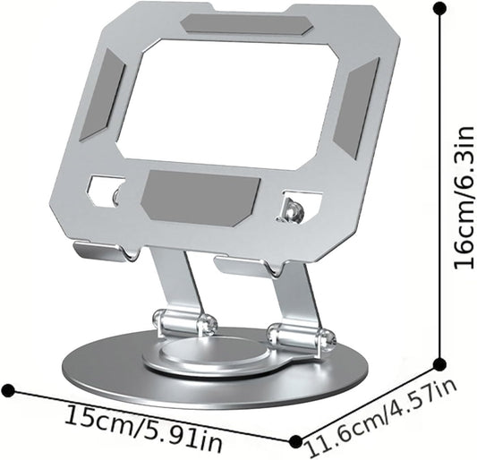 360 degree Rotatable Multi-Function Metal Laptop & Phone Stand Silver