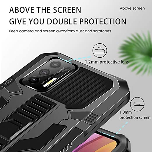 OPPO A74 5G Kickstand Rugged Case Black