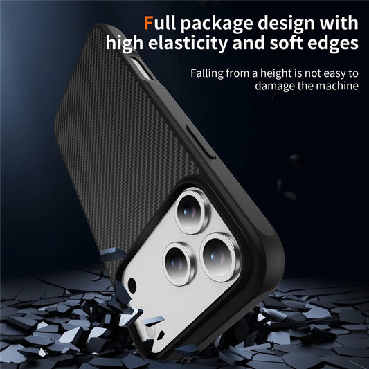 iPhone 17 Pro/Pro Max Carbon Fiber Texture MagSafe Case Black