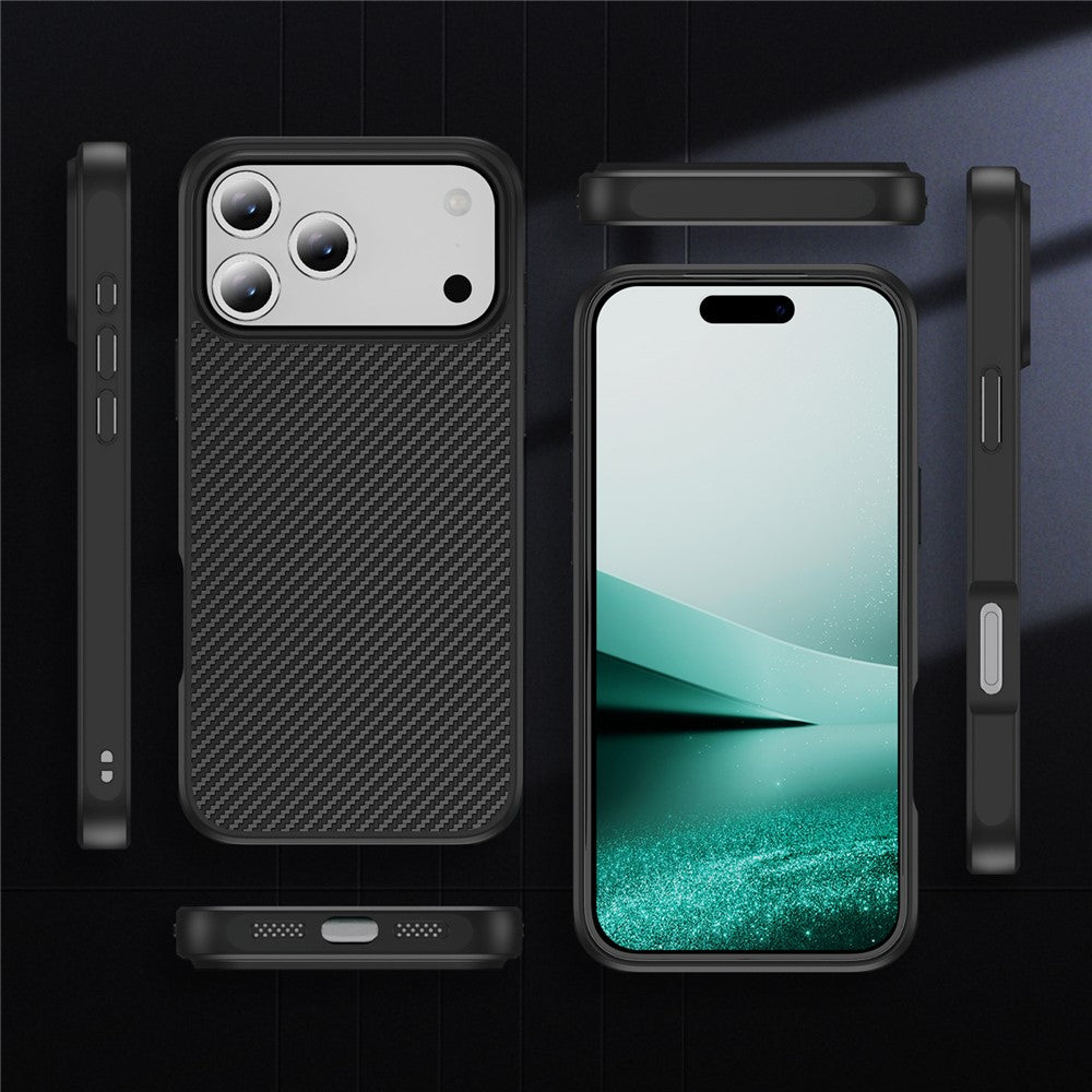 iPhone 13/14/15/16/17e Max Carbon Fiber Texture MagSafe Case Black
