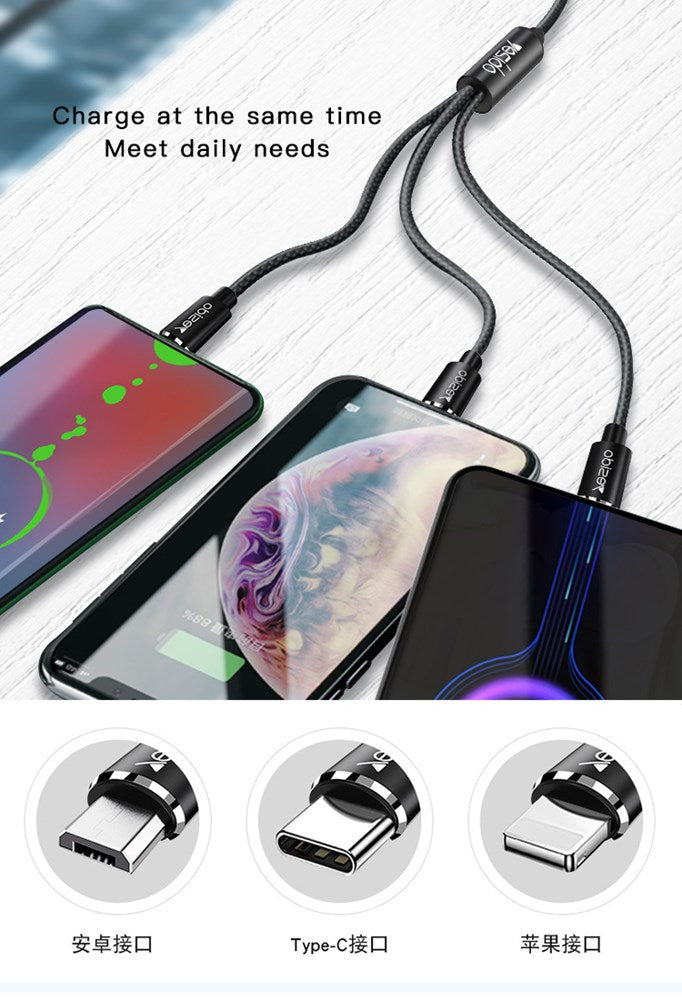 Yesido 3 in 1 USB cable YESIDO Cable Black