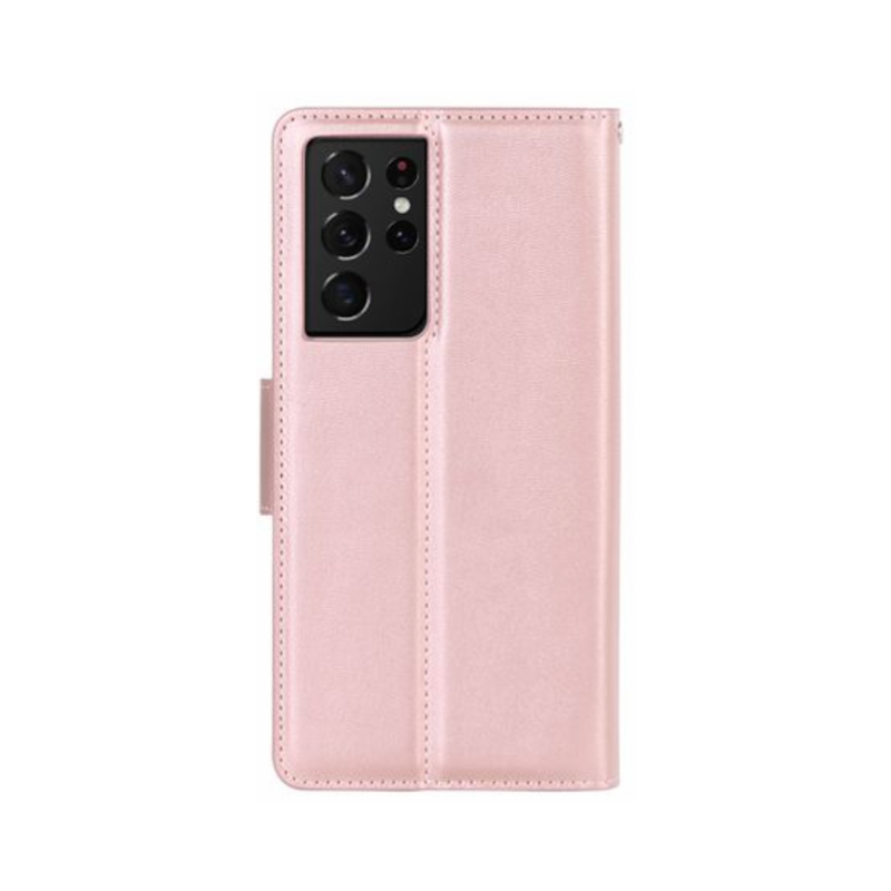 Hanman Flip Wallet Case for Samsung Galaxy S21/S22/S23 Series - Rose Gold