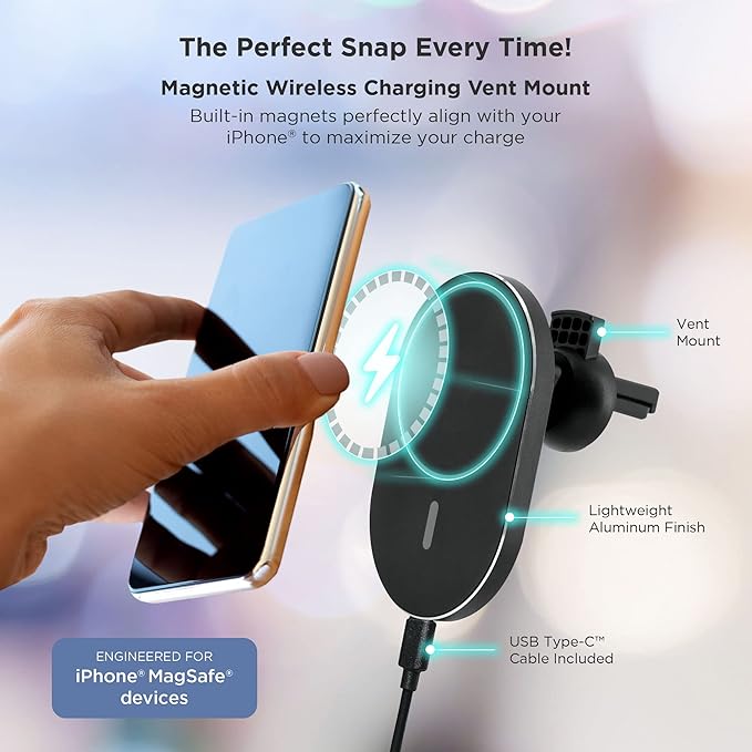 15W Magnetic Car Wireless Charger Mount Air Vent Phone Stand Magsafe Car Holder
