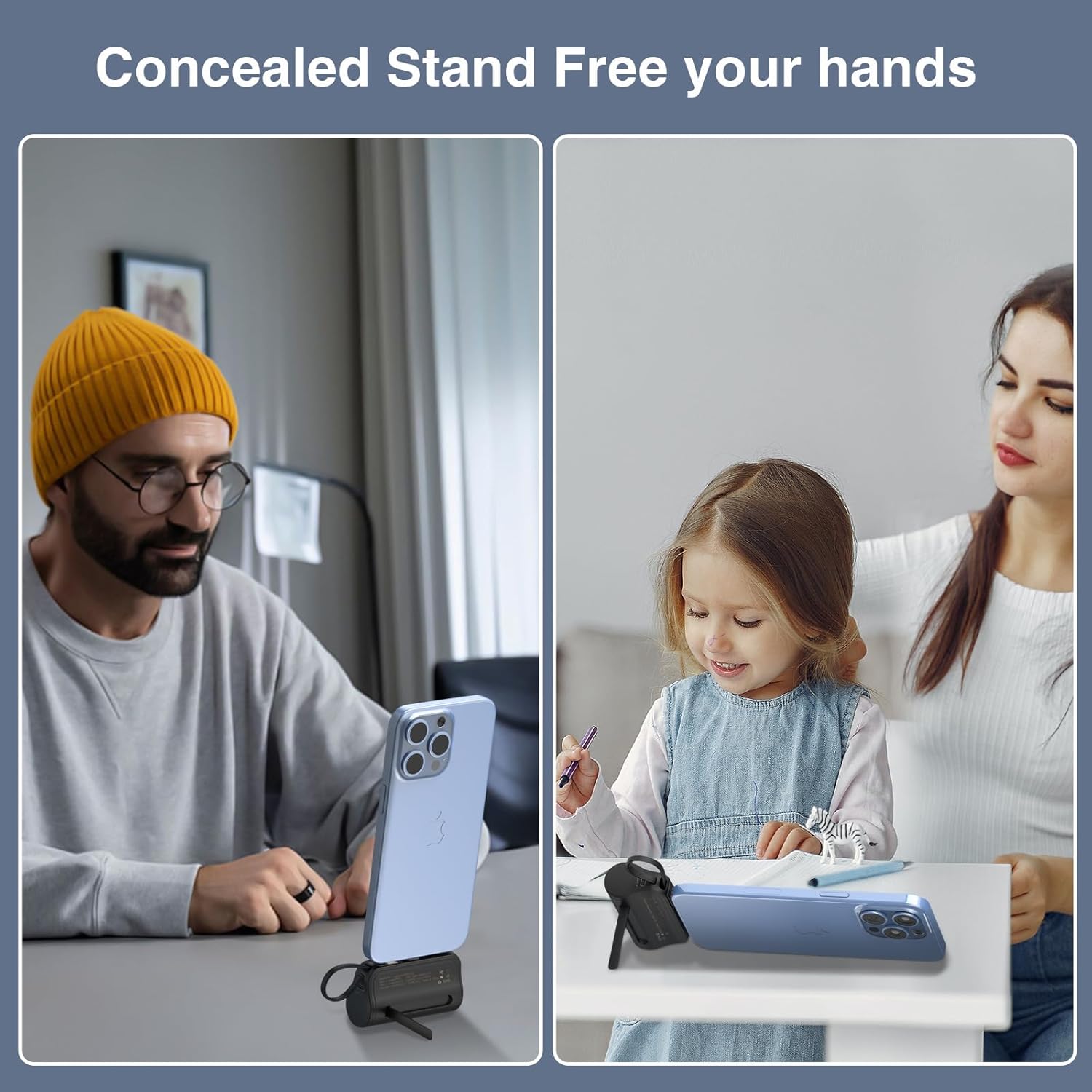 Mini Portable Charger with stand USB to Type-C and Lightning 5,000mAh