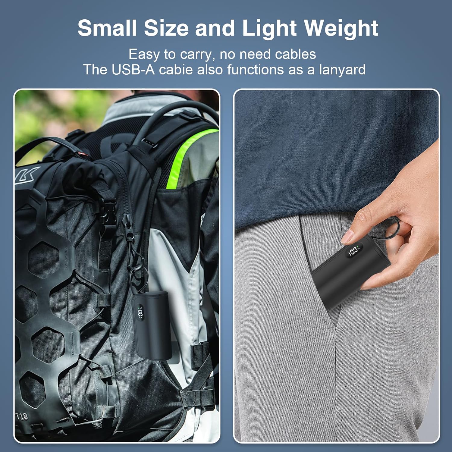 Mini Portable Charger with stand USB to Type-C and Lightning 5,000mAh