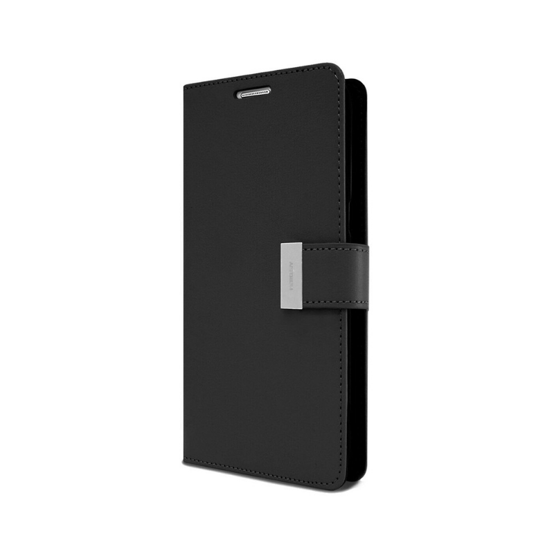 Goospery Silver Buckle Flip Leather Wallet Case iPhone 12 /12 Pro Black