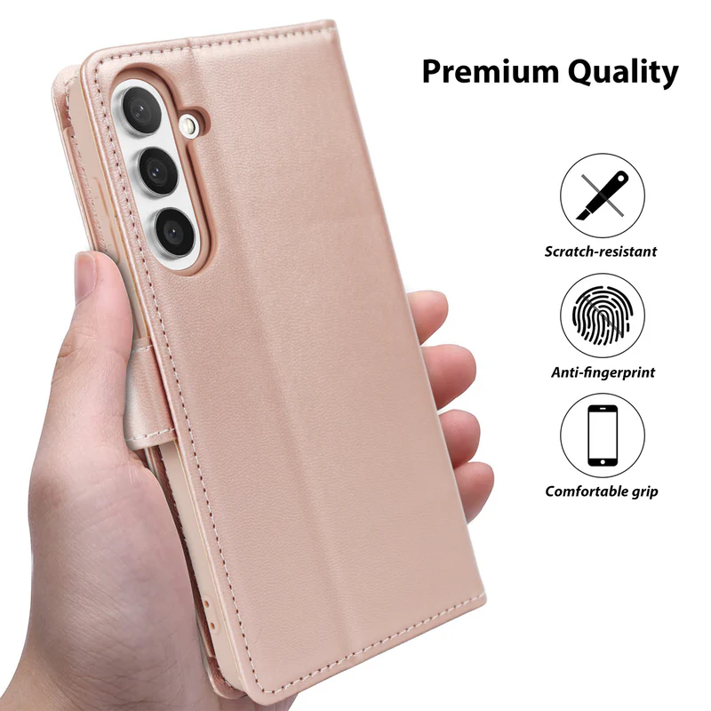 Samsung Galaxy S24/S25 Nebula Flip Leather Wallet Case Rose Gold