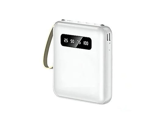4-In-1 Super Fast Charging 10000mAh Power Bank With 4 External Cable-White