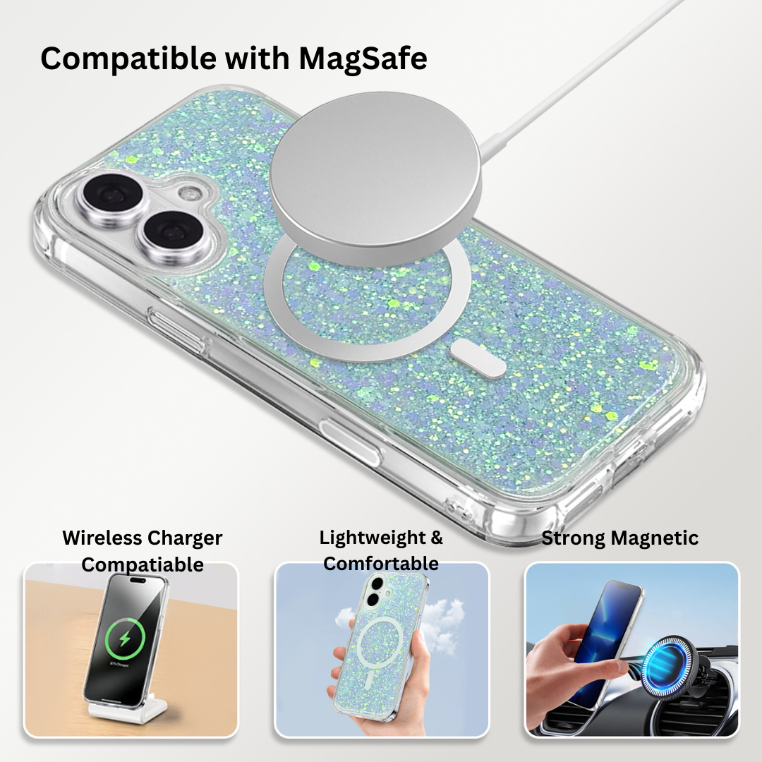 Nebula iPhone 17 Magic Glitter Case White Blue