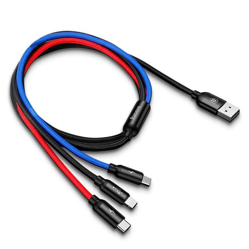 Baseus Three Primary Colors 3-in-1 Cable 3.5A 1.2m