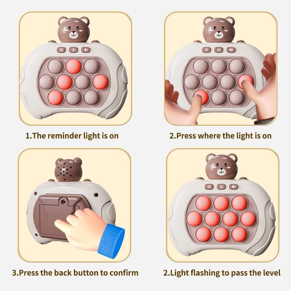 Handheld Console Fast Push Bubble Game - Fun Bear and Astronaut Designs