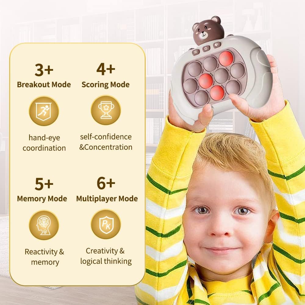 Handheld Console Fast Push Bubble Game - Fun Bear and Astronaut Designs