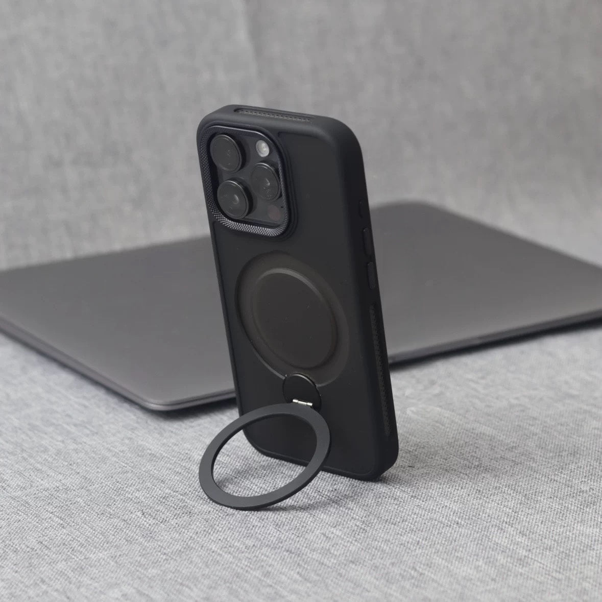 360° Rotatable Invisible Stand Case for iPhone – Grey