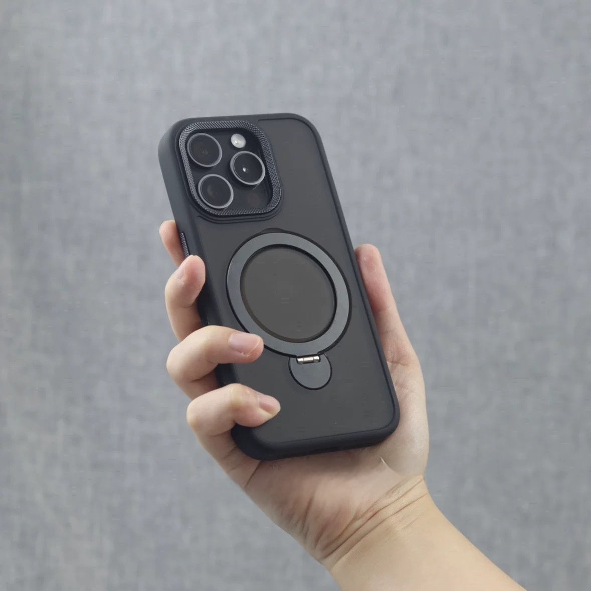 360° Rotatable Invisible Stand Case for iPhone – Black