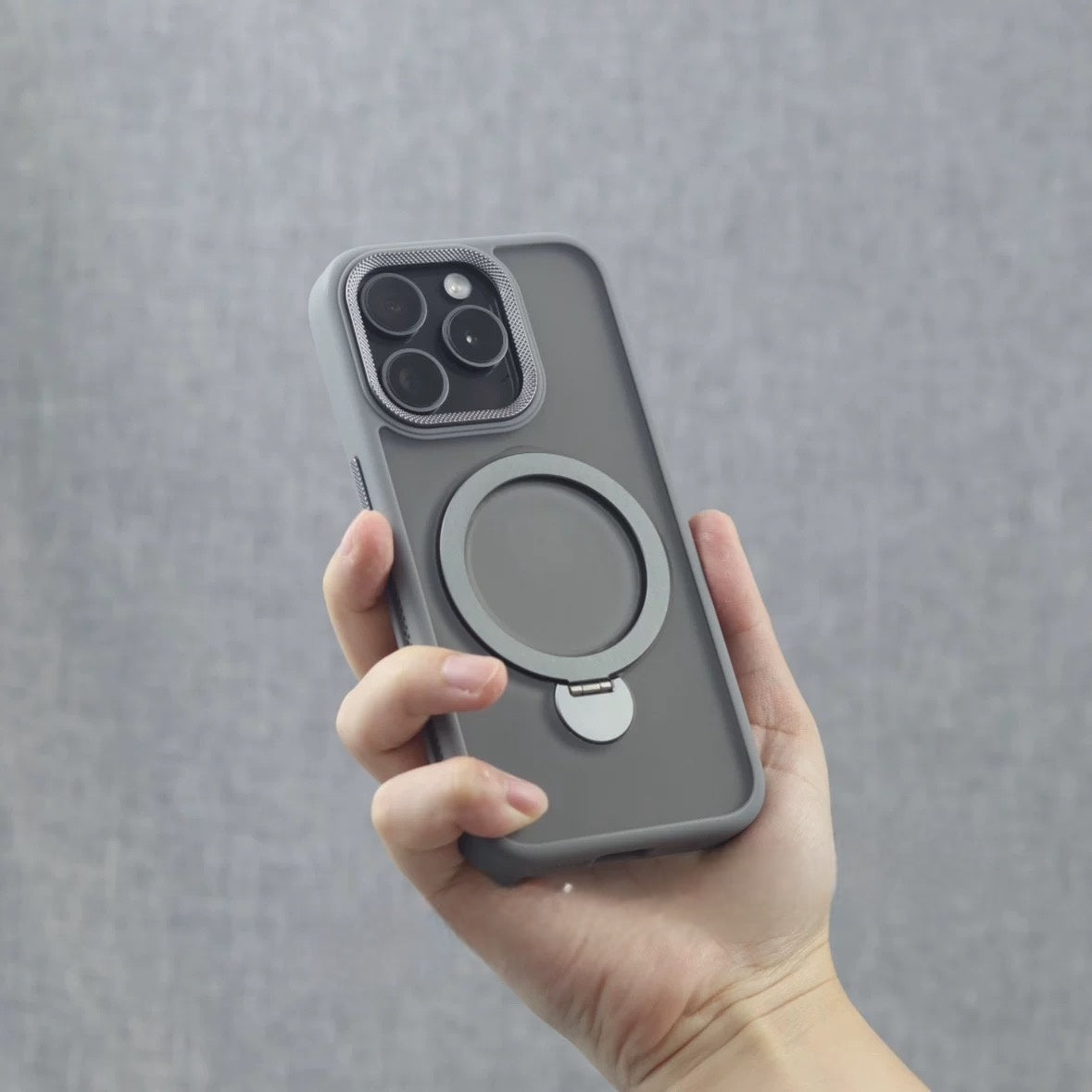360° Rotatable Invisible Stand Case for iPhone – Grey