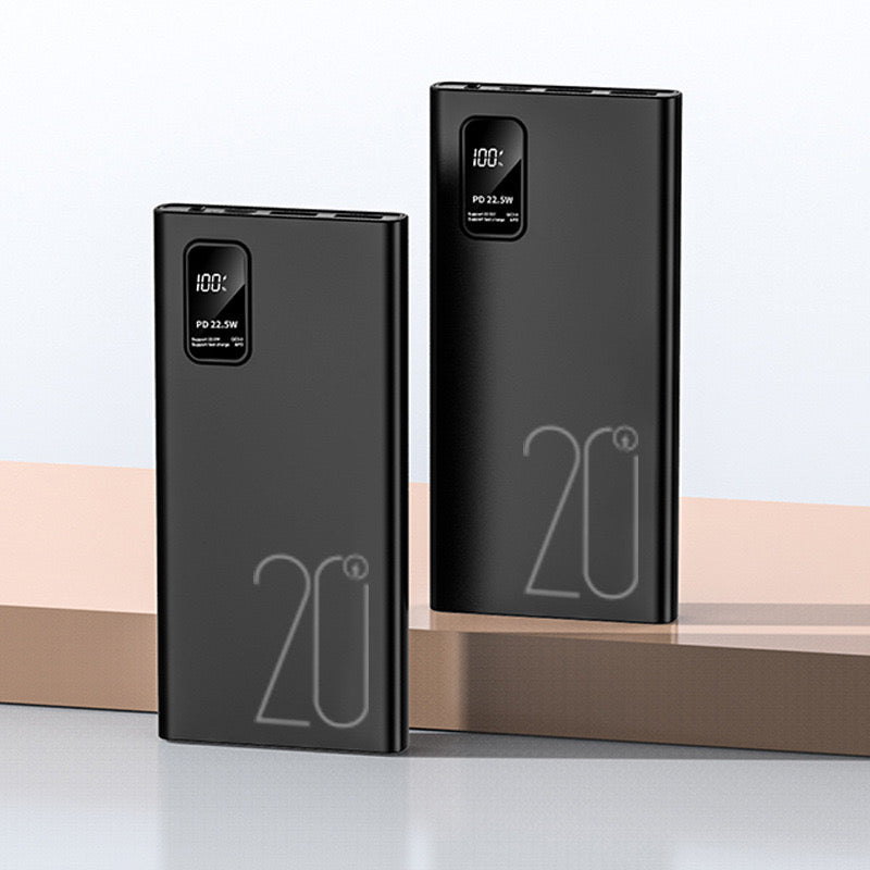 Quick Charge Digital Display 20,000mAh Powerbank Black